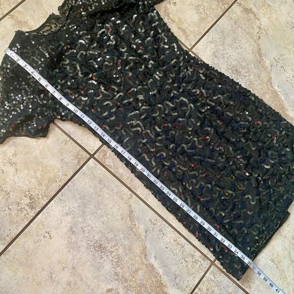 Stenay Silk Vintage Sequin Black Short Dress size 10 - Picture 3 of 15